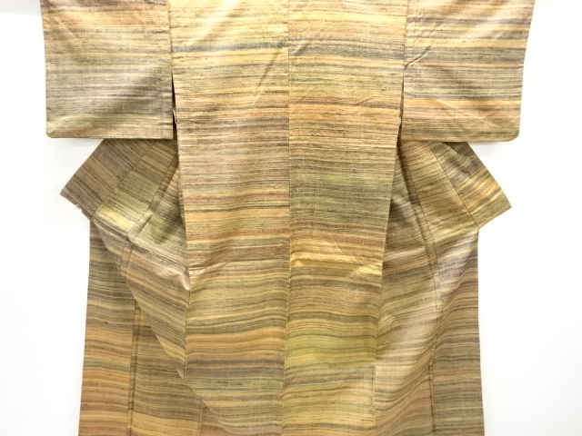JAPANESE KIMONO / ANTIQUE HITOE KIMONO / SILK / PLANT DYES / WOVEN STRIPE